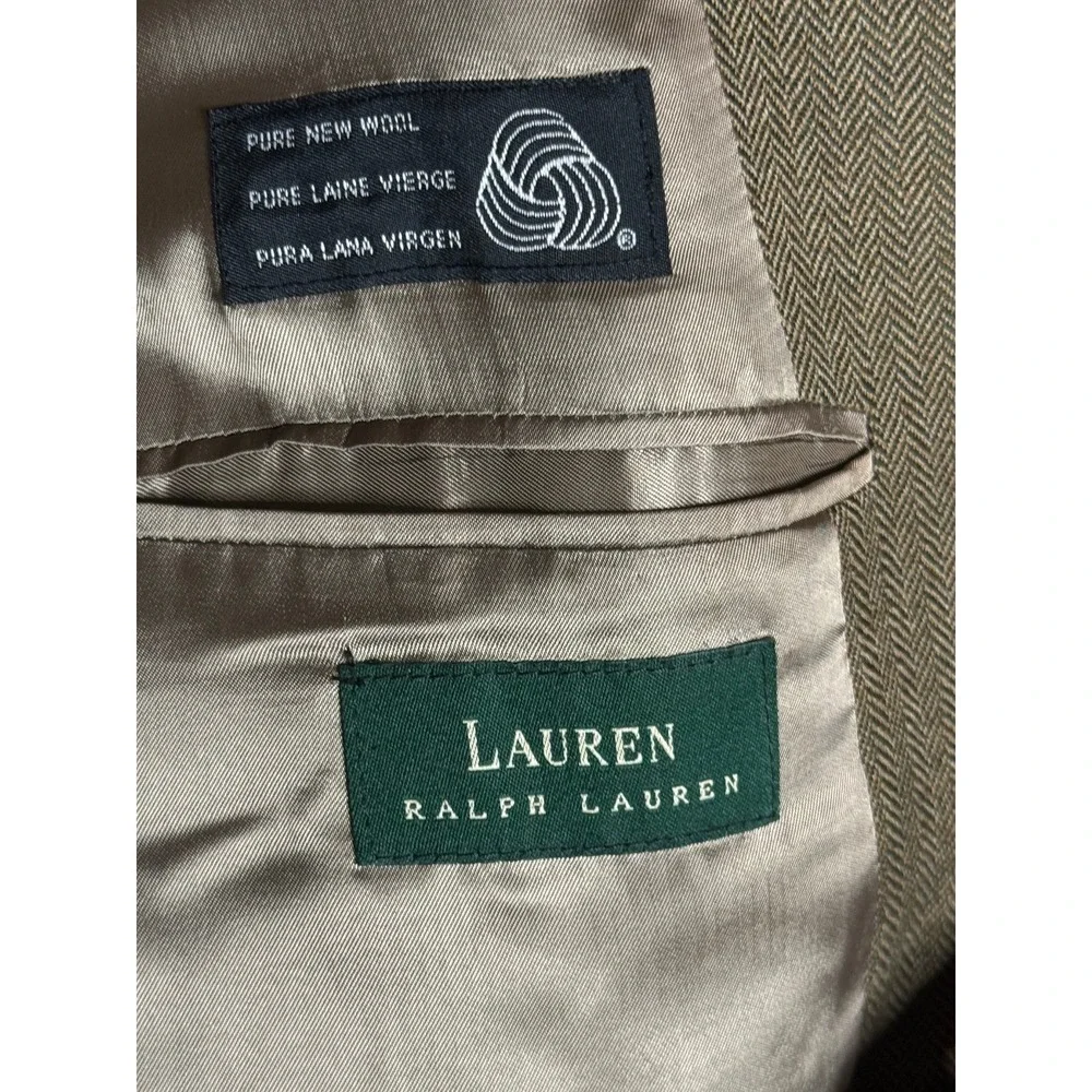 Pure New Wool Lauren Ralph Lauren Blazer 46L Herringbone Made in Canada